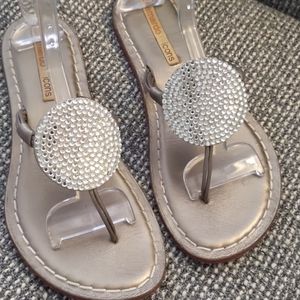 BERNARDO Icon Platinum Rhinestone Medallion Sandal
